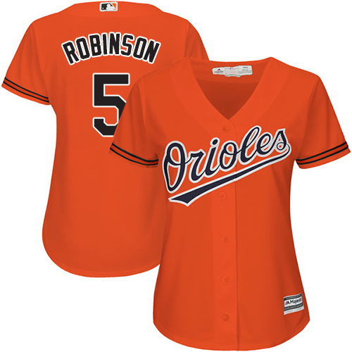 Orioles #5 Brooks Robinson Orange Alternate Women's Stitched MLB Jersey